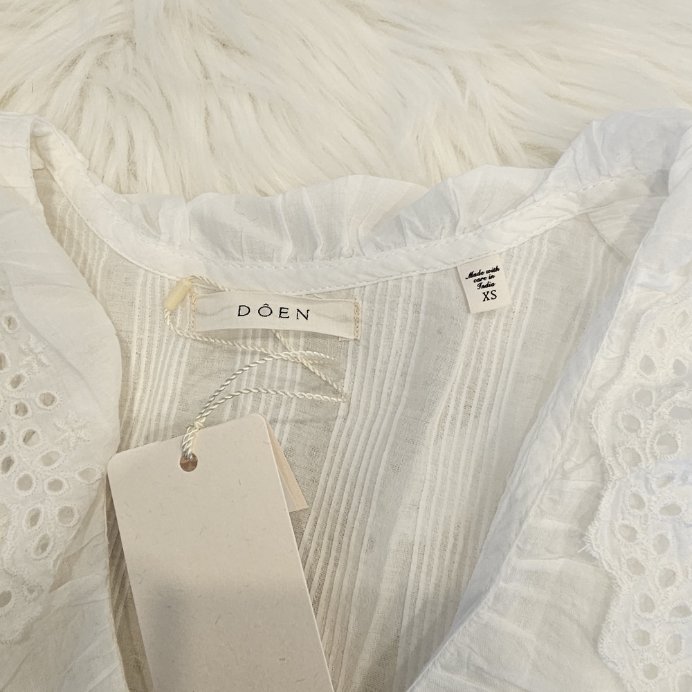NWT DOEN Henri Eyelet Trim Top - Salt Eyelet XS - Picture 6 of 7